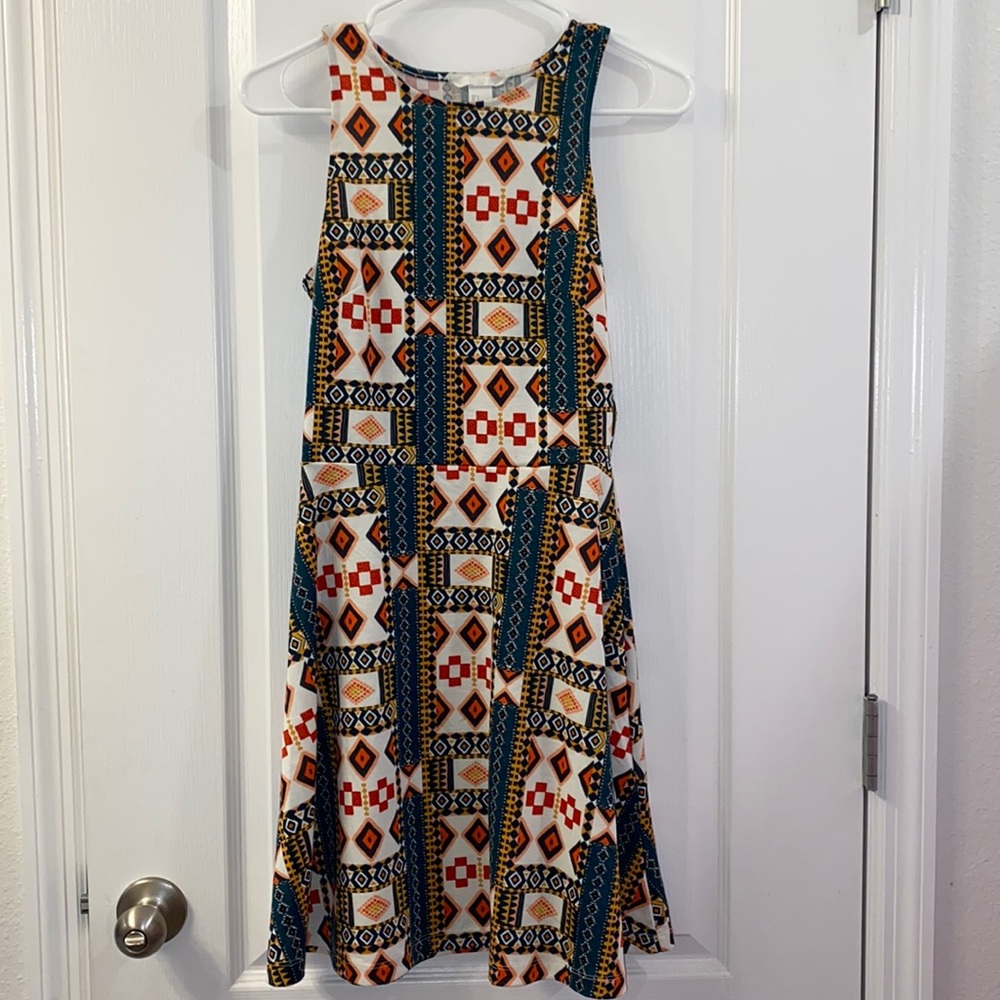 H&M Fit and Flare tribal print dress